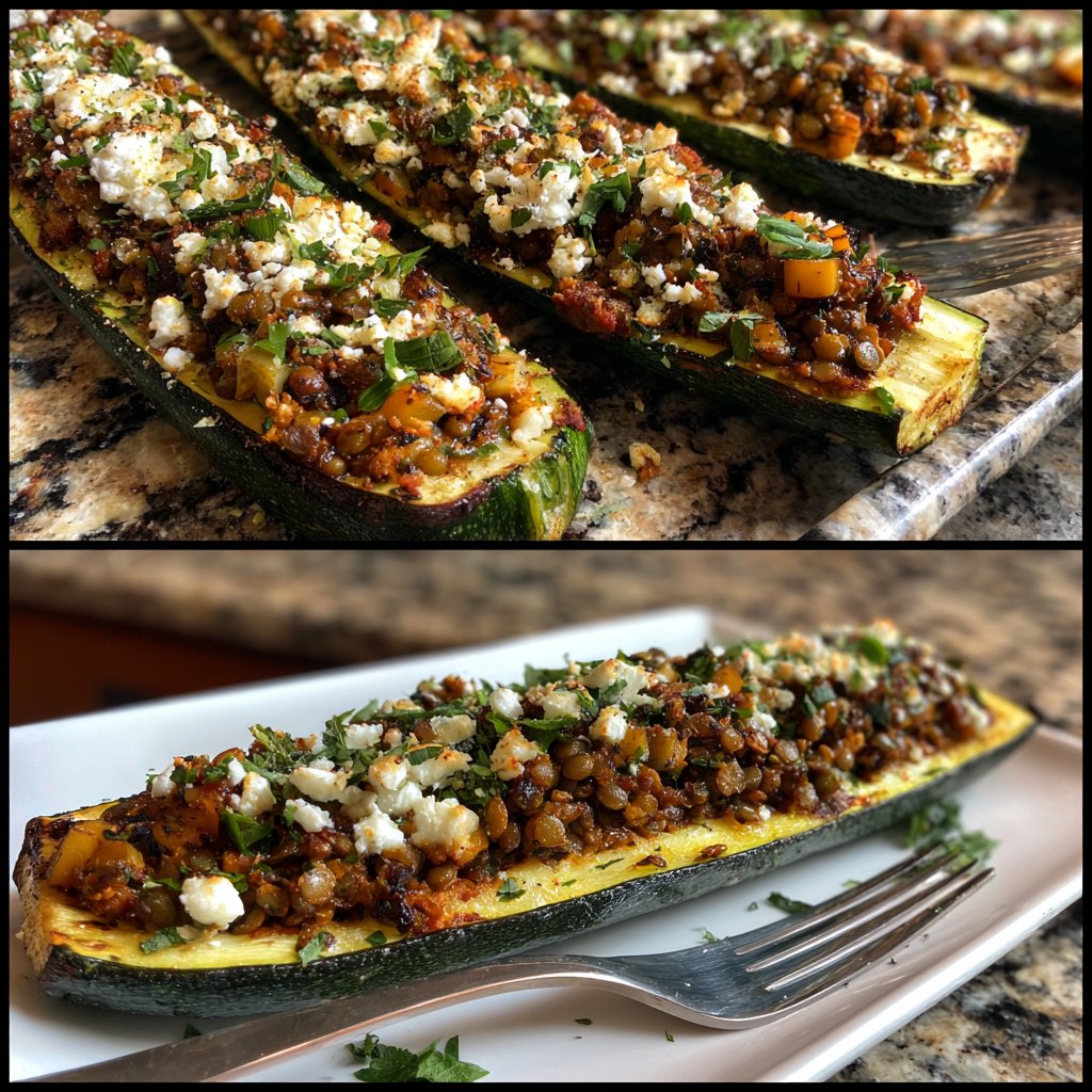 Mediterranean Lentil Stuffed Zucchini
