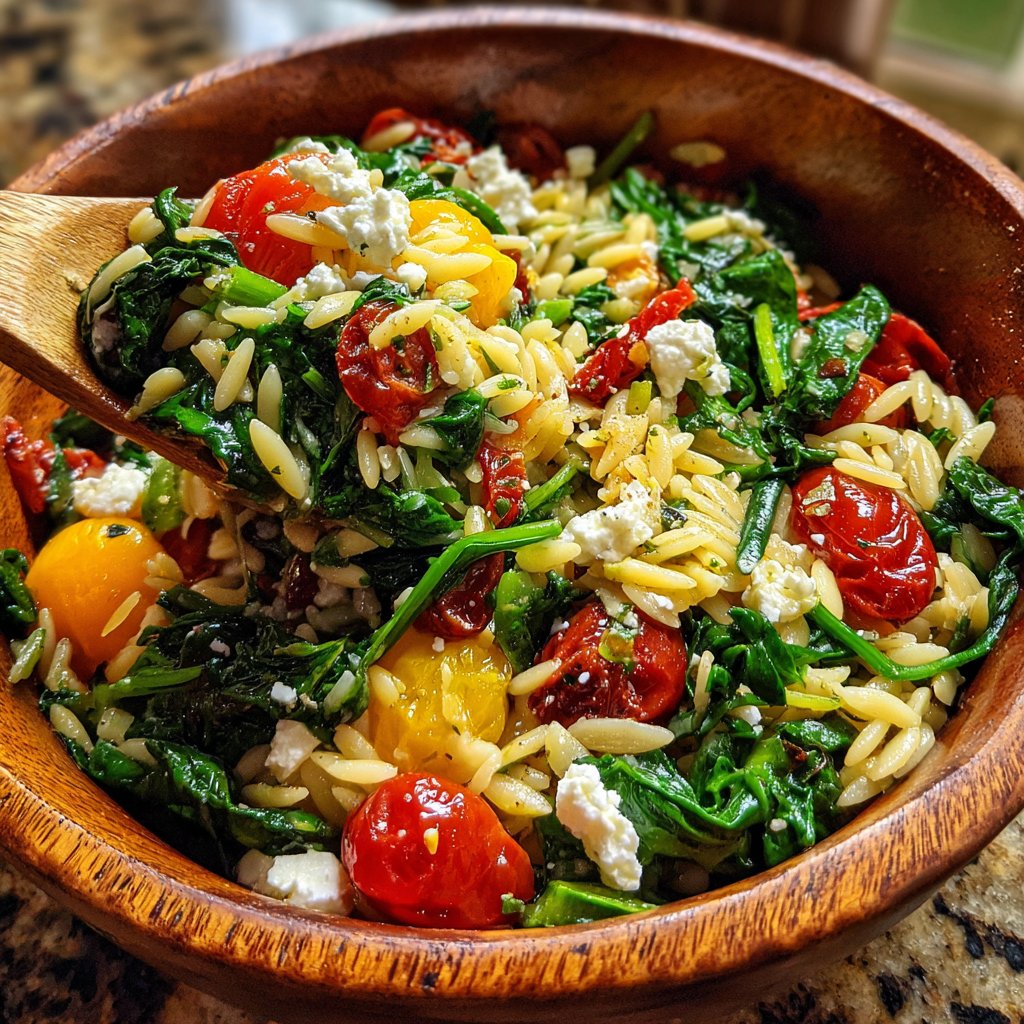 Healthy Lunch Spinach Orzo Salad