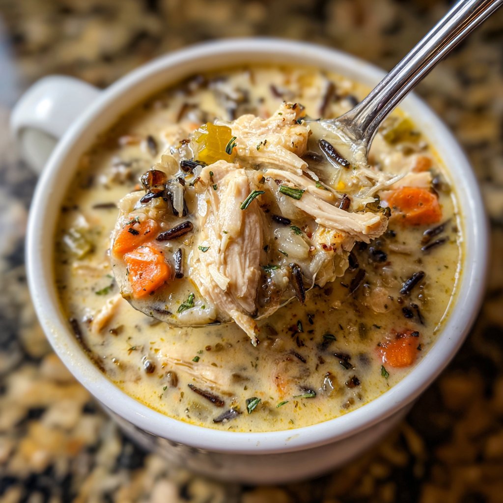 Healthy Crockpot Chicken and Wild Rice Soup
