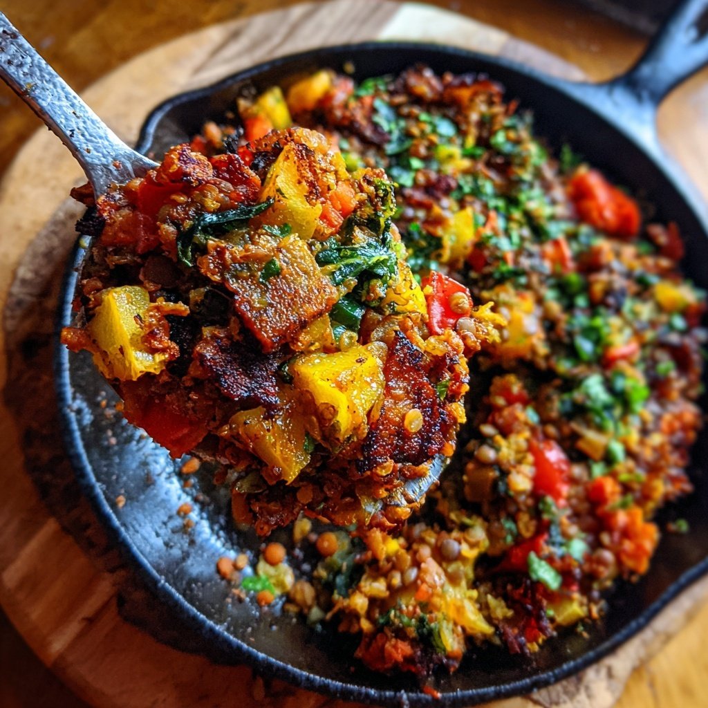 Roasted Veggie Lentil Skillet