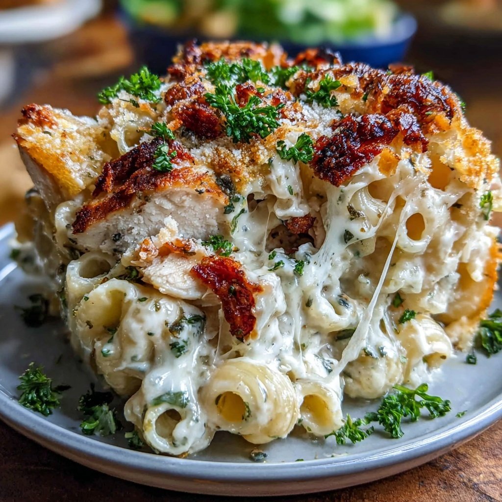 Creamy Garlic Chicken Pasta Bake