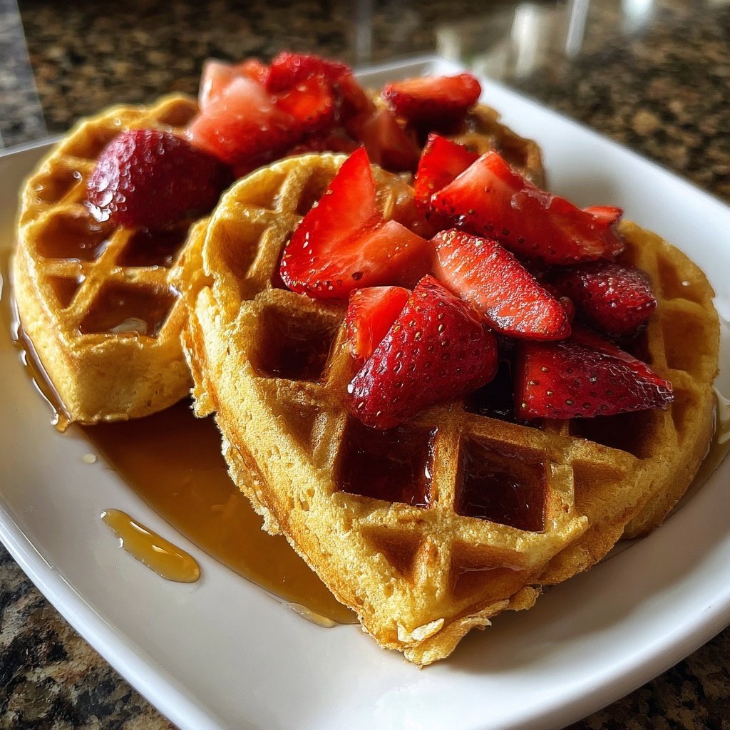 Valentine Breakfast Strawberry Waffles