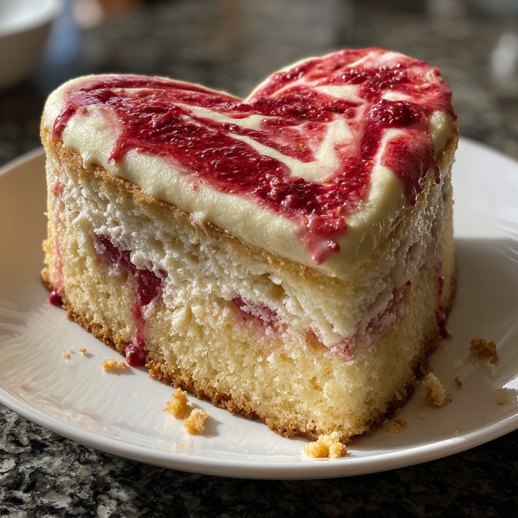 Mini Heart Cake with Vanilla Strawberry Swirl