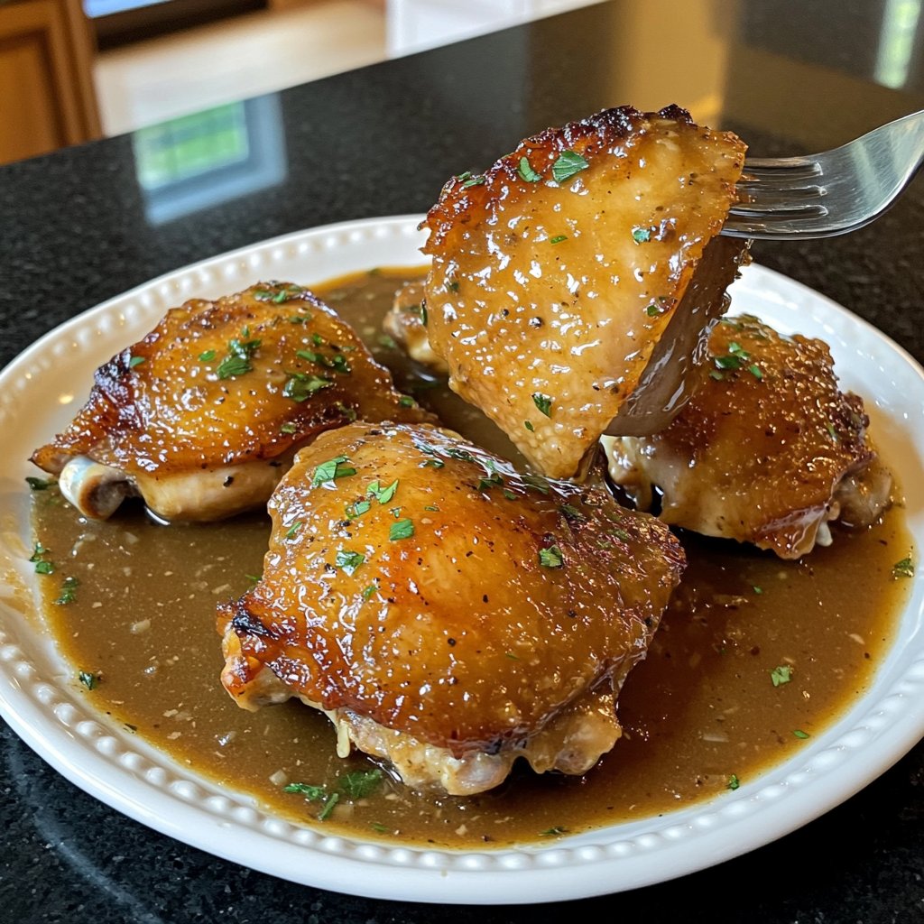 Simple Slow Cooker Chicken Thighs with Gravy
