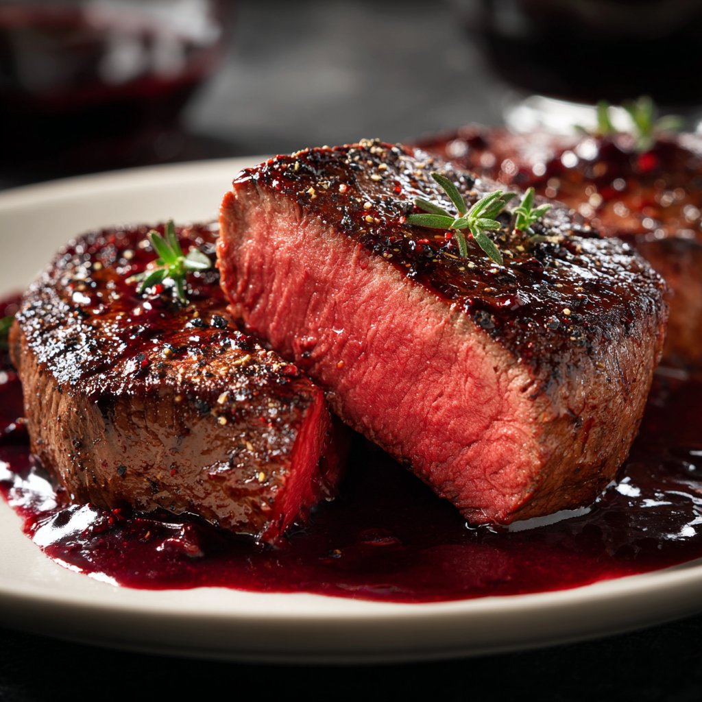 Romantic Filet Mignon with Red Wine Sauce
