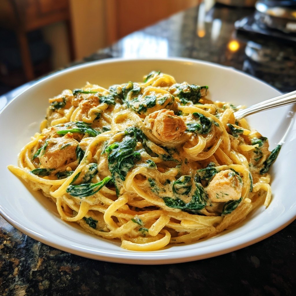 Creamy Spinach And Chicken Pasta