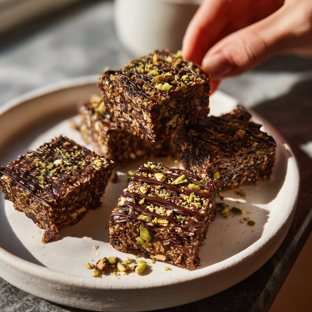 Chocolate Pistachio Energy Squares