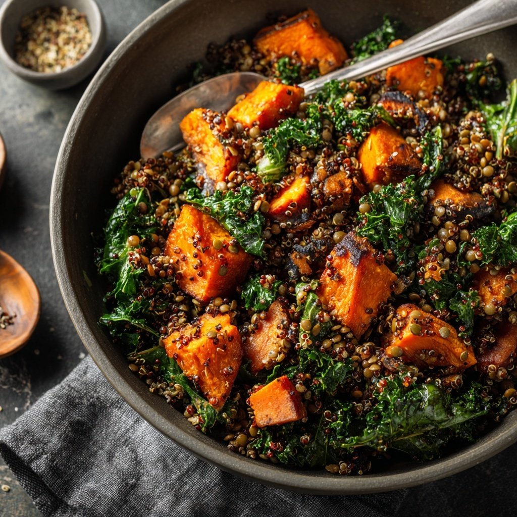 Roasted Veggie Lentil Grain Bowl